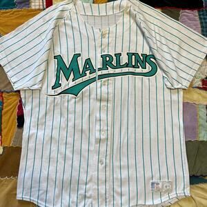 Vintage Russell Florida Marlins White Jersey Large / XL